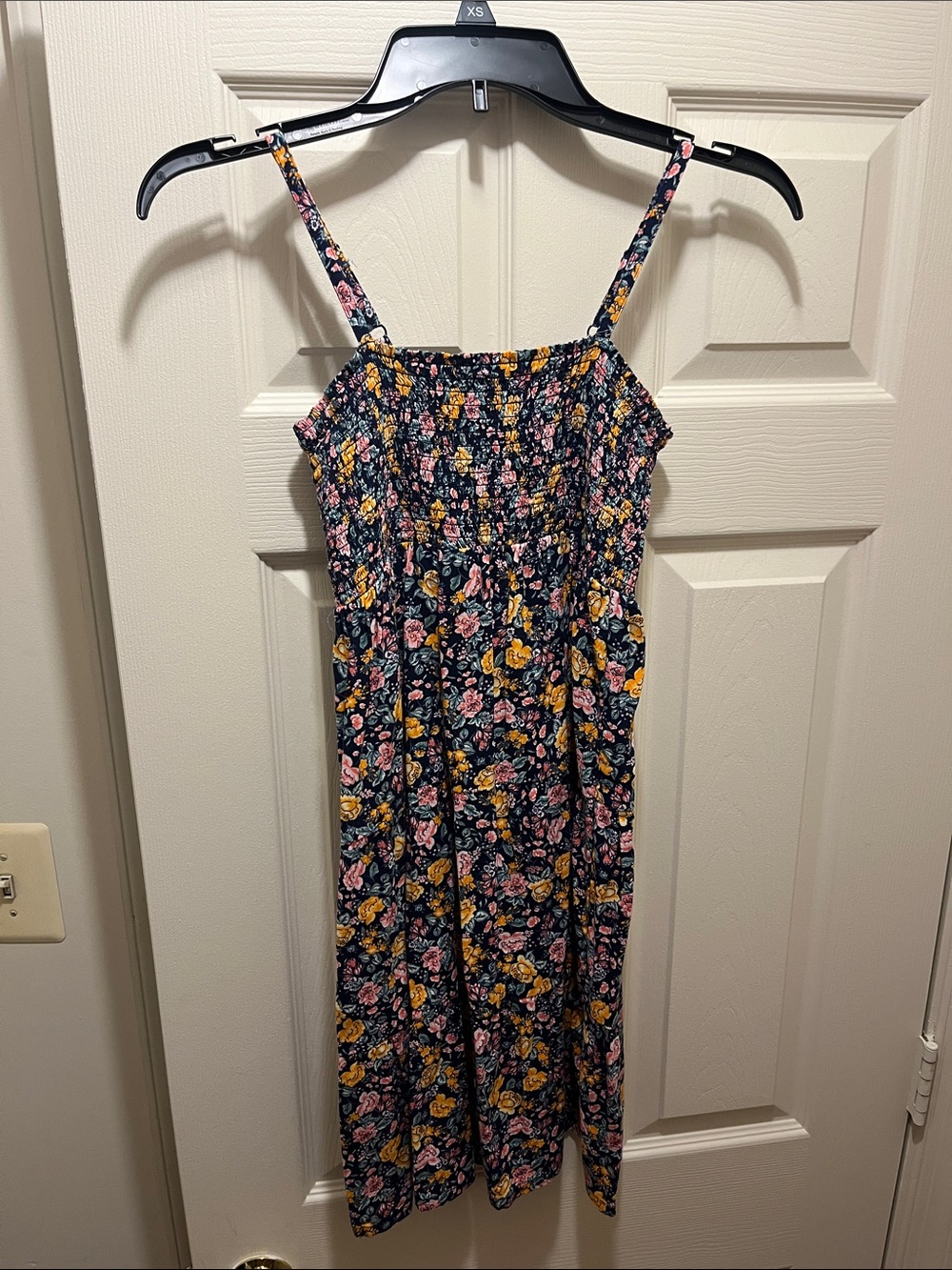Old Navy Navy Floral Smocked Sundress with Pink and Yellow Flowers
